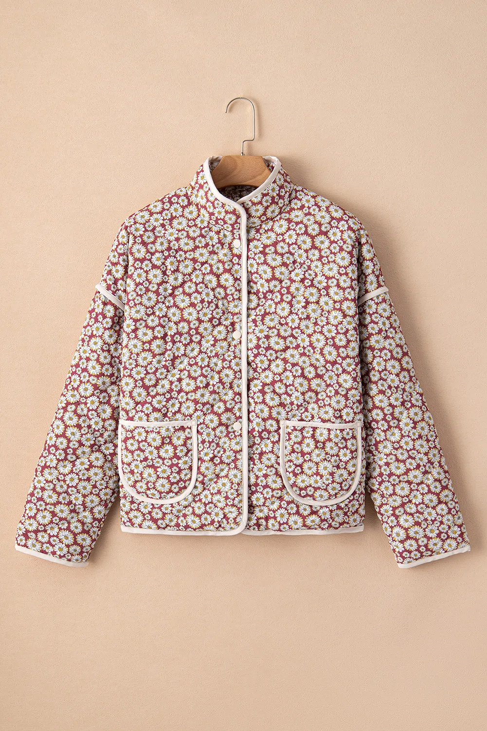 Floral Snap Down Mock Neck Coat, image 5