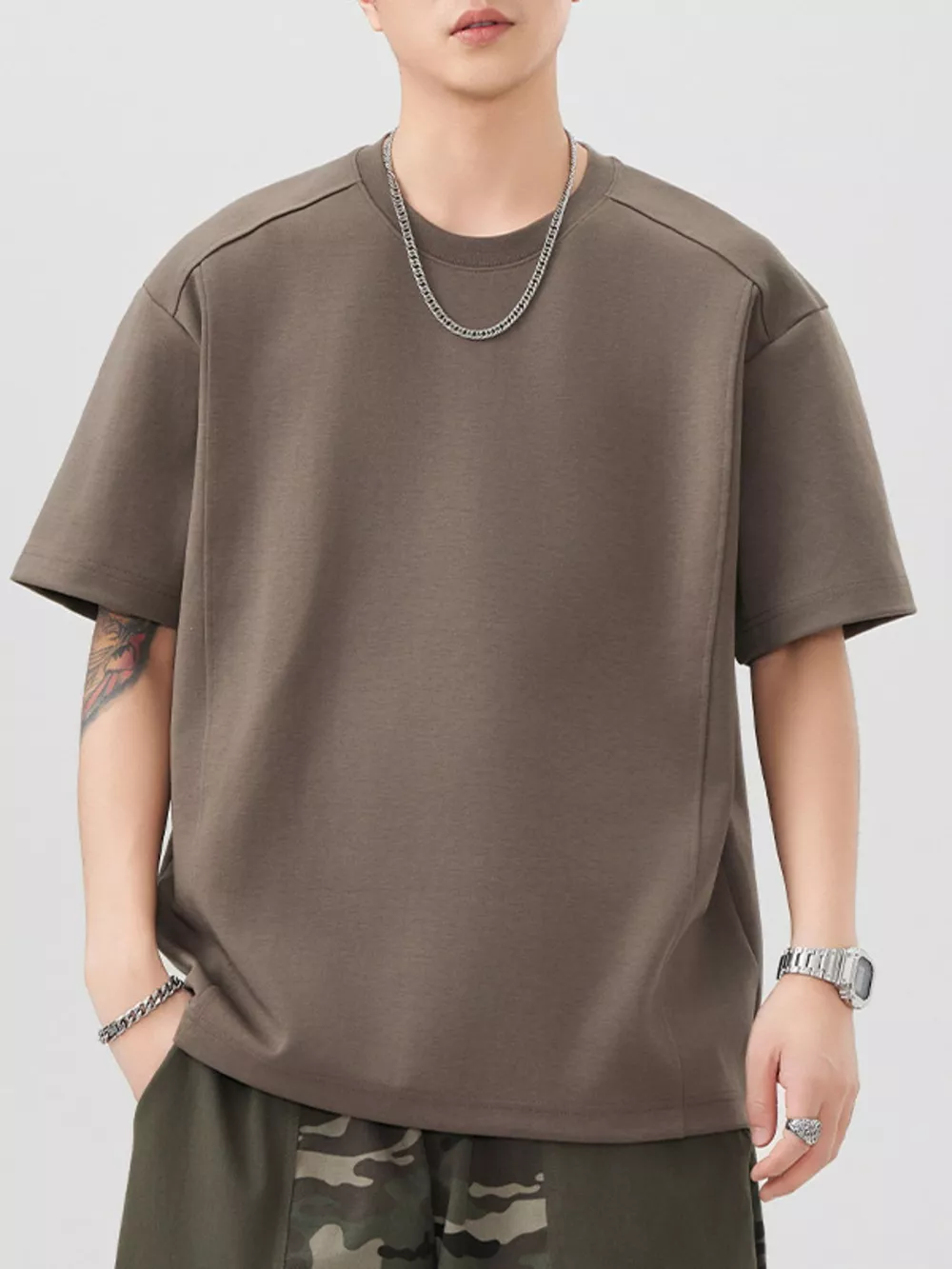 Men's Plus Size Solid Color Casual T-Shirt, image 5