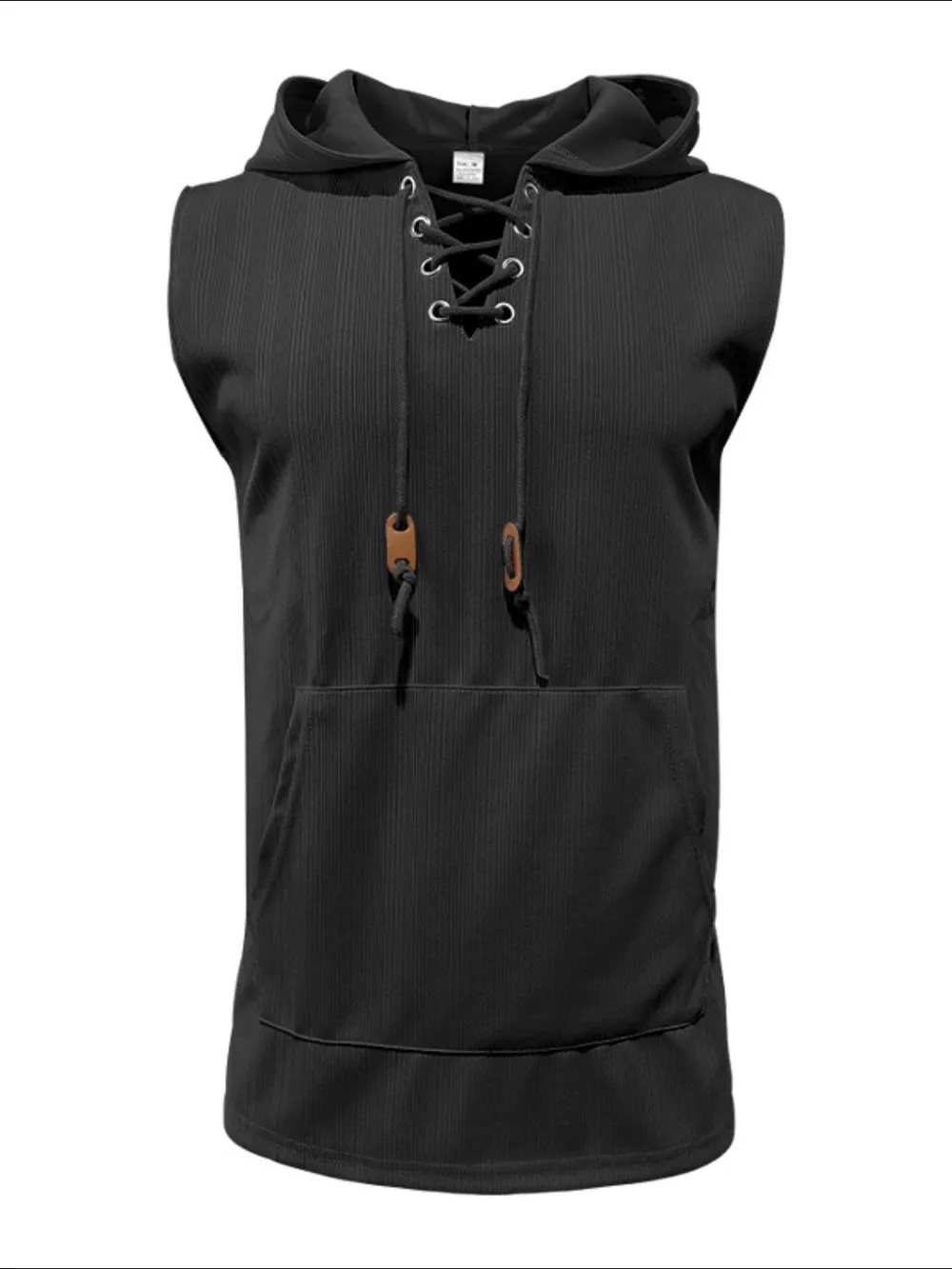 Men's Lace Up Hooded Top, image 7
