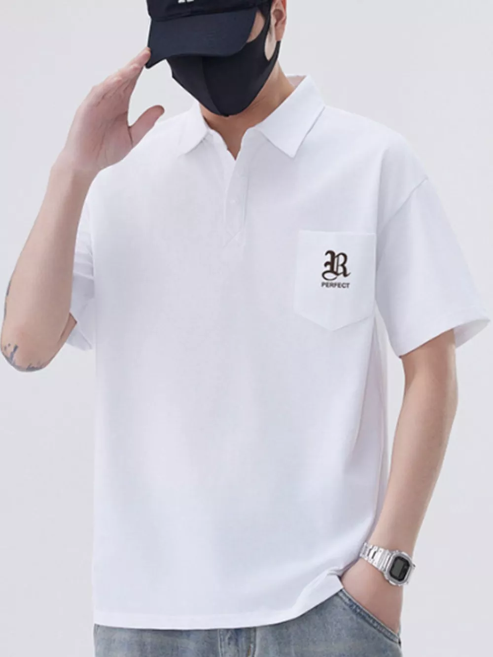 Men's Plus Size Button Detail Short Sleeve Polo, image 4