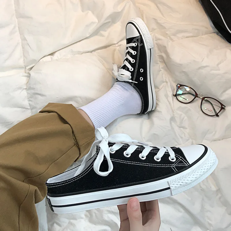 Round Toe Lace-Up Canvas Sneakers, image 5
