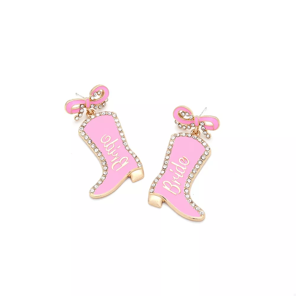 Cowgirl Boot Dangle Earrings with Bow, image 7