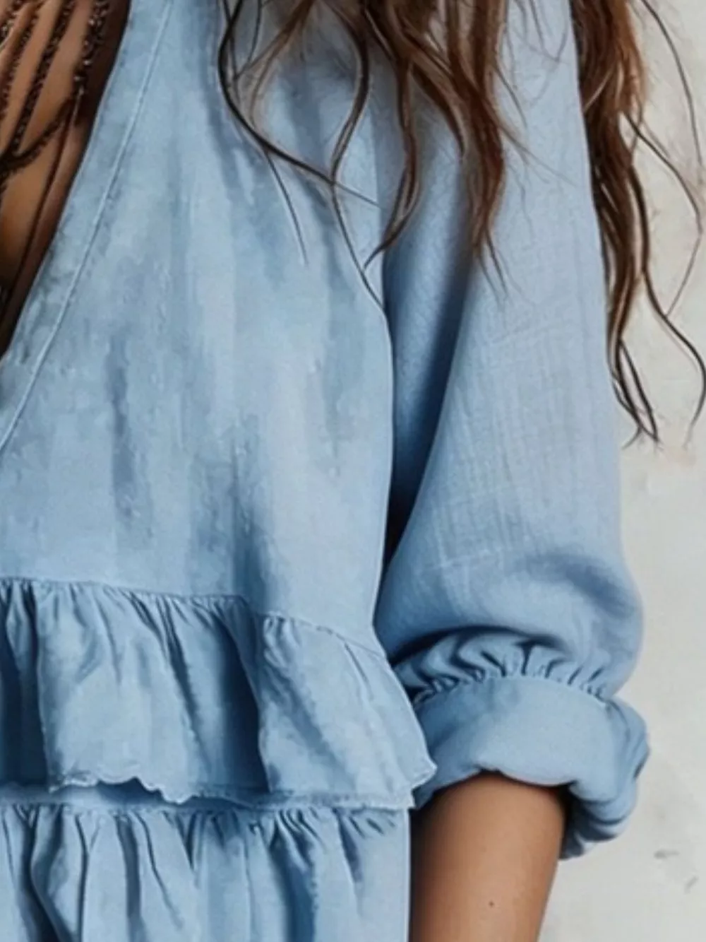 Full Size Ruffled Hem V-Neck Blouse Plus Size, image 12