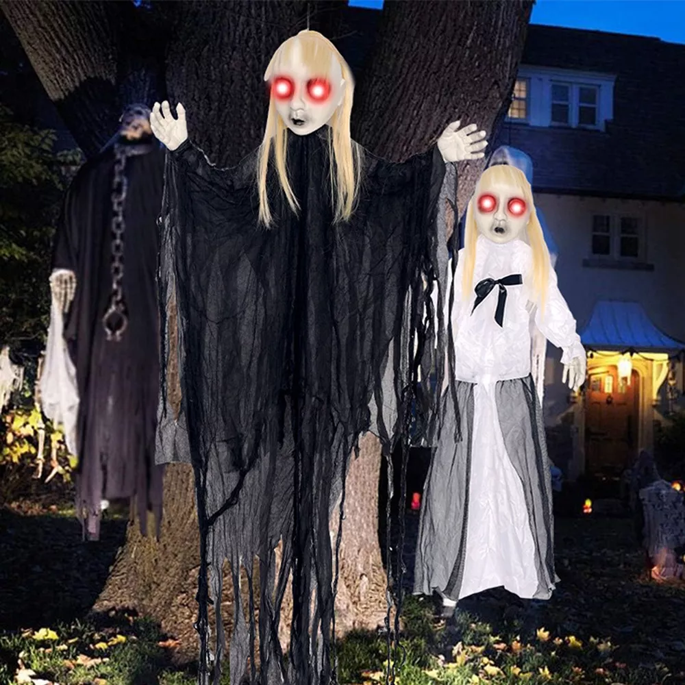 Halloween Hanging Ghost with Glowing Eyes, image 3