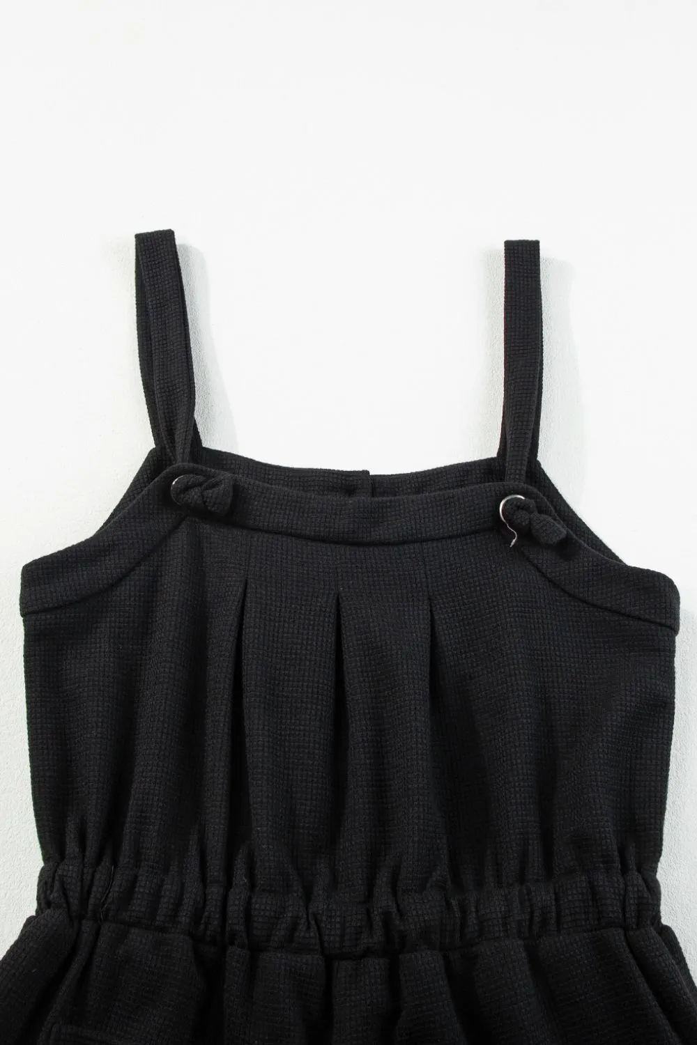 Knotted Straps Button Textured Drawstring Jumpsuit, image 6