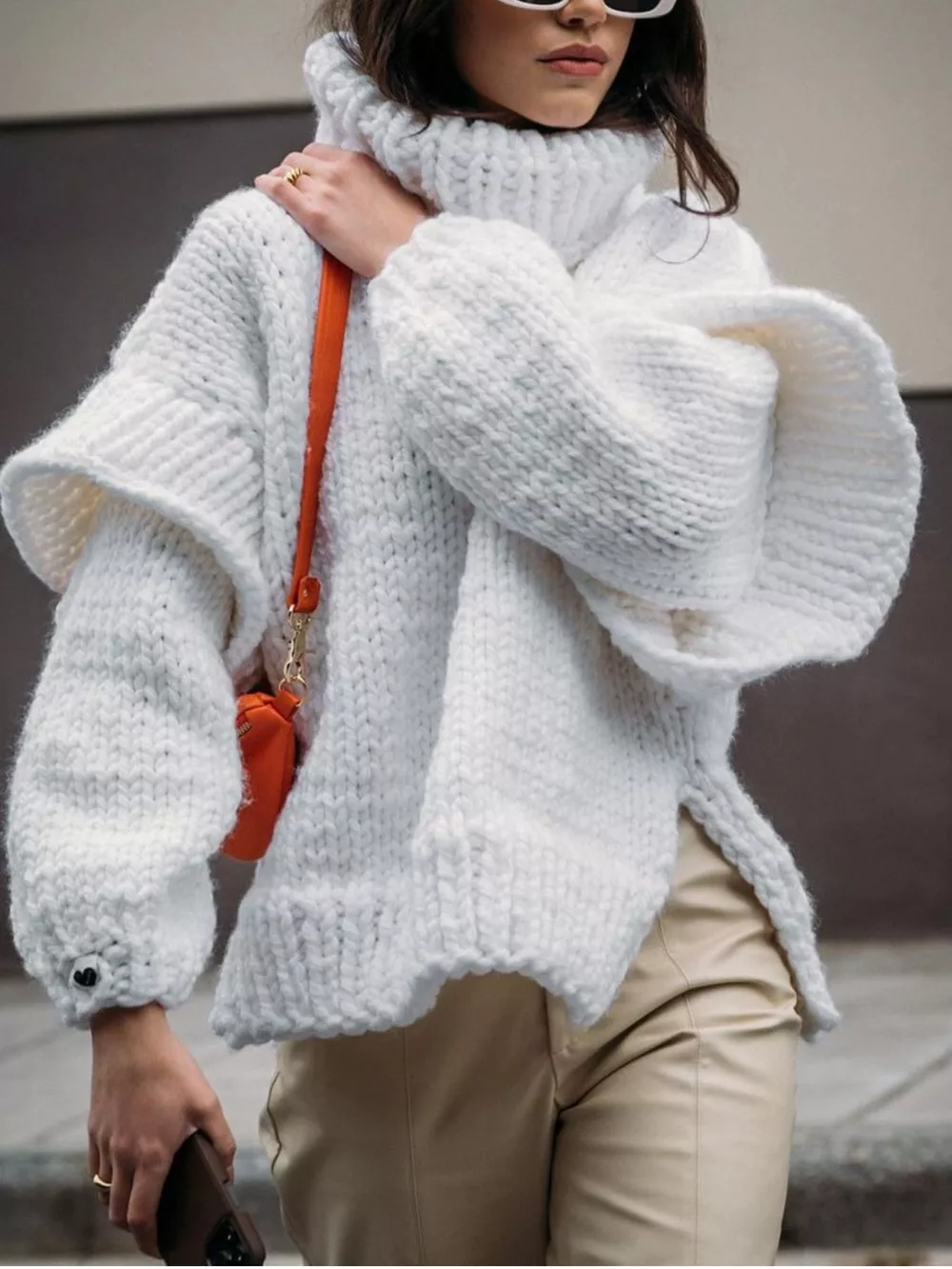 Oversized Chunky Knit Turtleneck Sweater, image 10