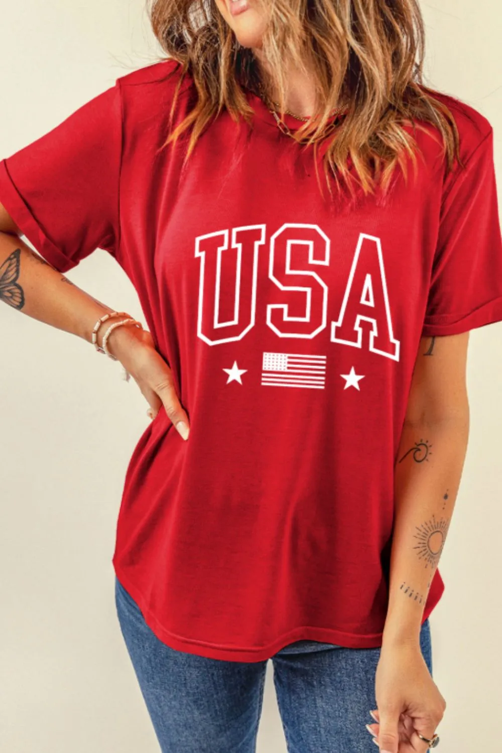 USA American Flag Crewneck T Shirt, image 3