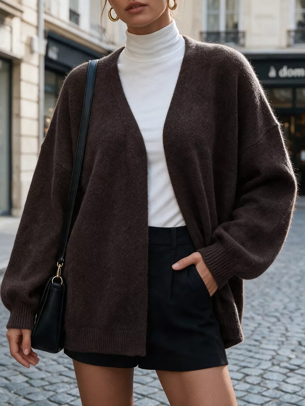 Tie Waist Dropped Shoulder Wrap Cardigan, image 4