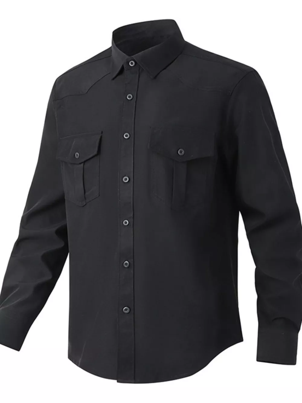Men's Solid Color Long Sleeve Button-Up Shirt, image 2