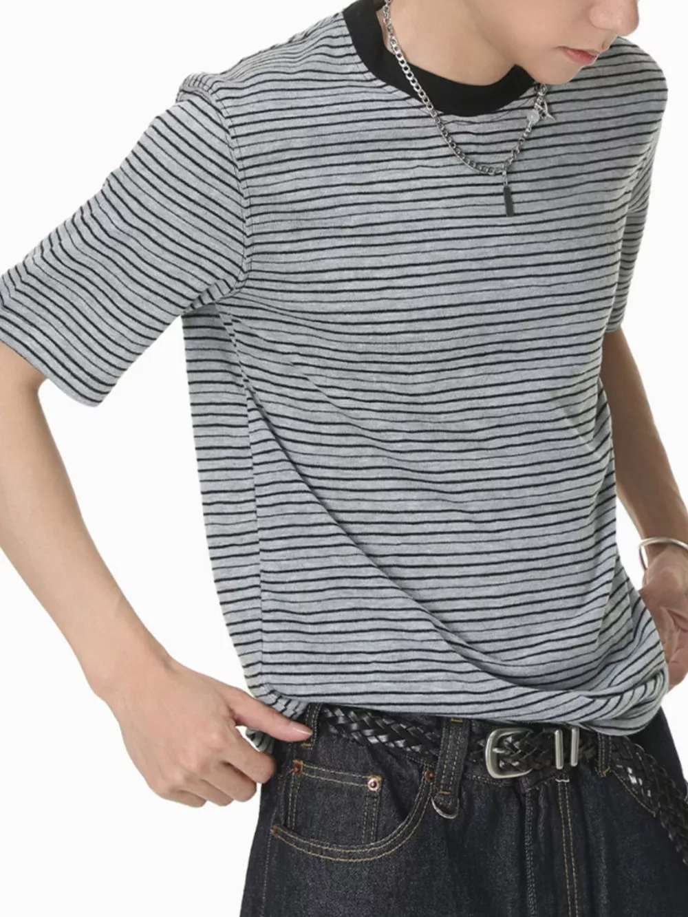 Men's Striped Crew Neck T-Shirt, image 5