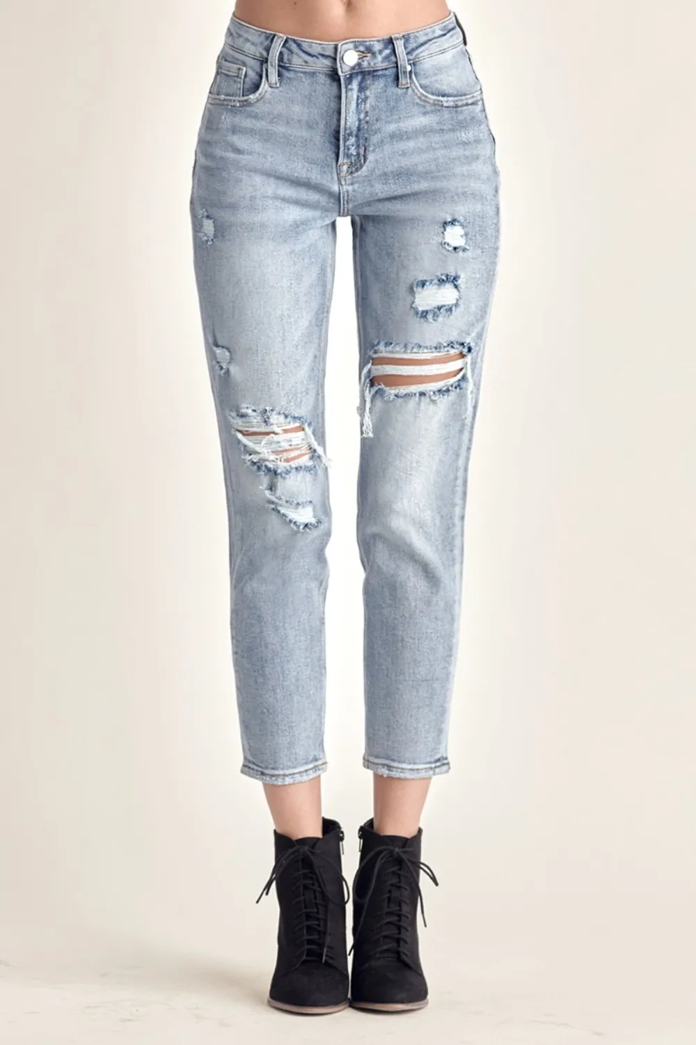 Distressed Slim Cropped Jeans, image 3