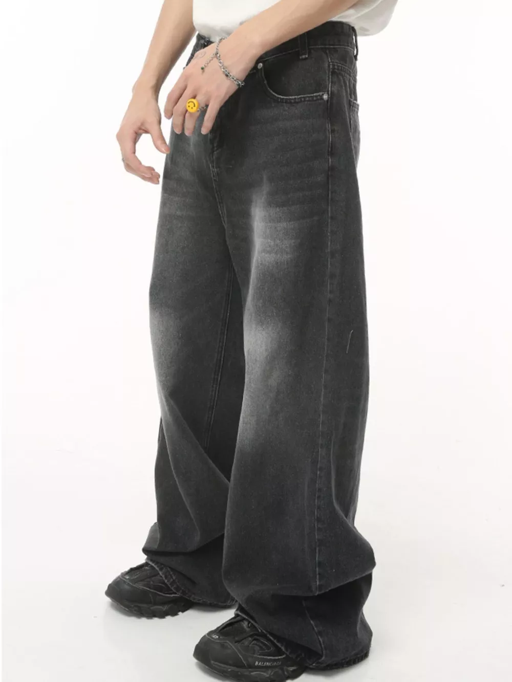 Men's Full Size Vintage Wash Wide Leg Jeans Plus Size, image 13