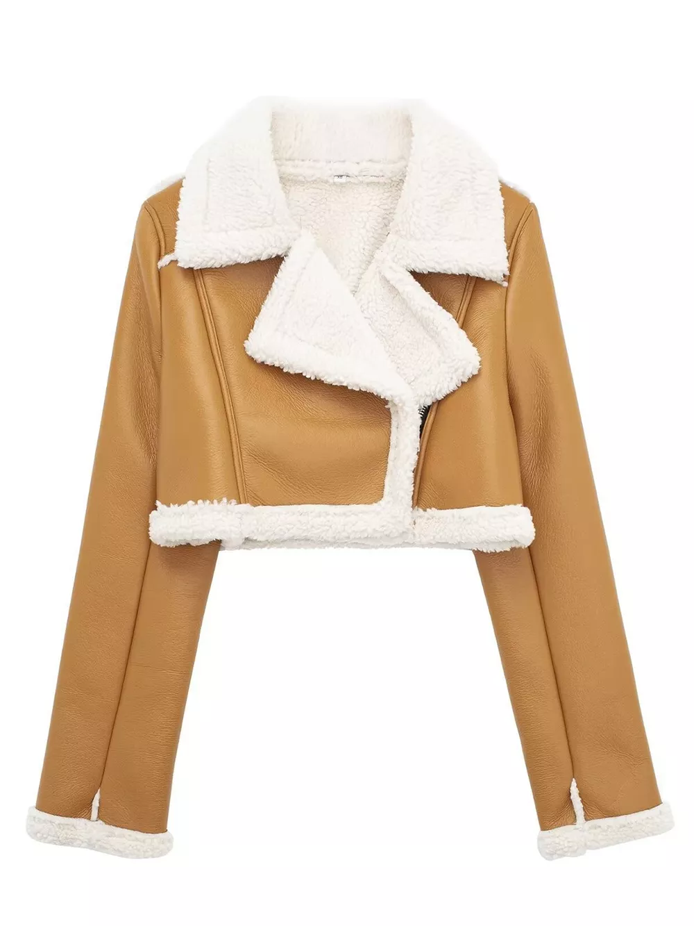 Collared Neck Long Sleeve Plush Cropped Jacket, image 12