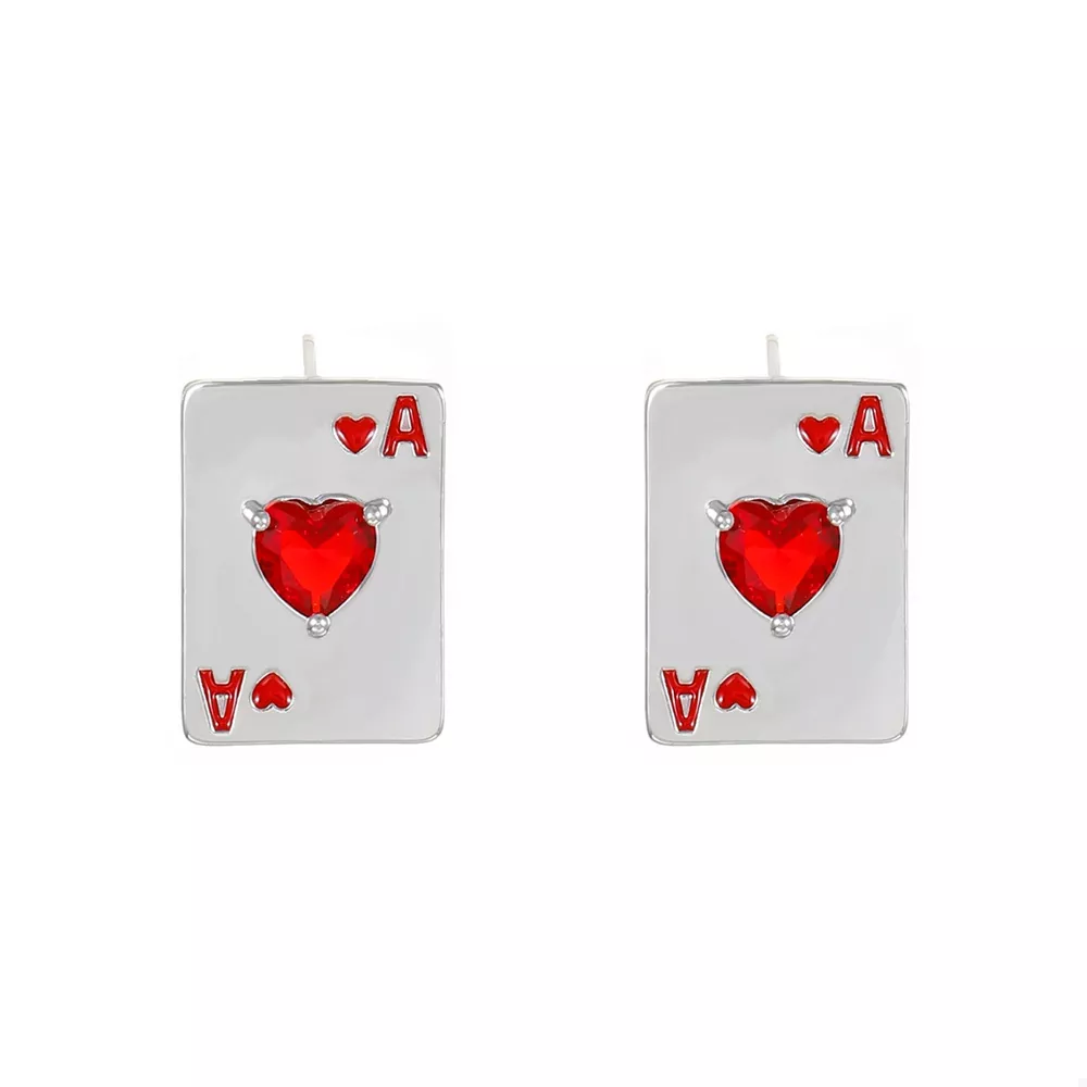 Poker Card Ace of Hearts Stud Earrings, image 6