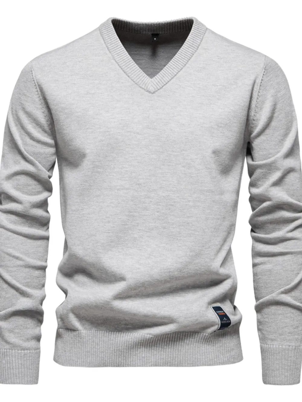 Men's Ribbed Hem V-Neck Long Sleeve Sweater, image 8