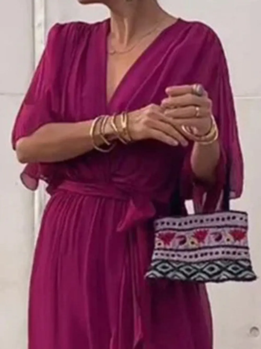 Full Size Flowy Tie Front Midi Dress with Flutter Sleeves Plus Size, image 5