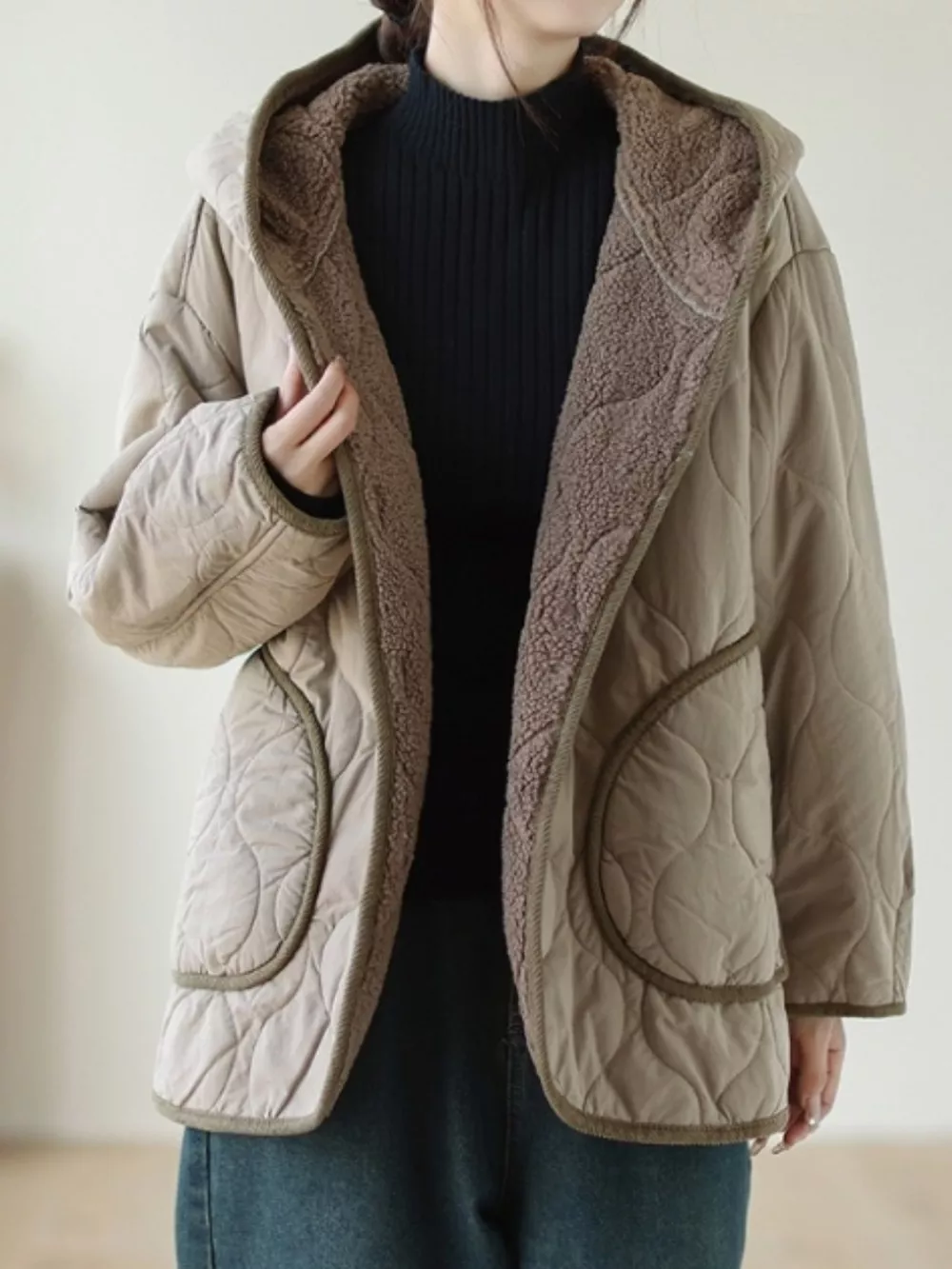 Quilted Hooded Sherpa Lined Outerwear, image 8