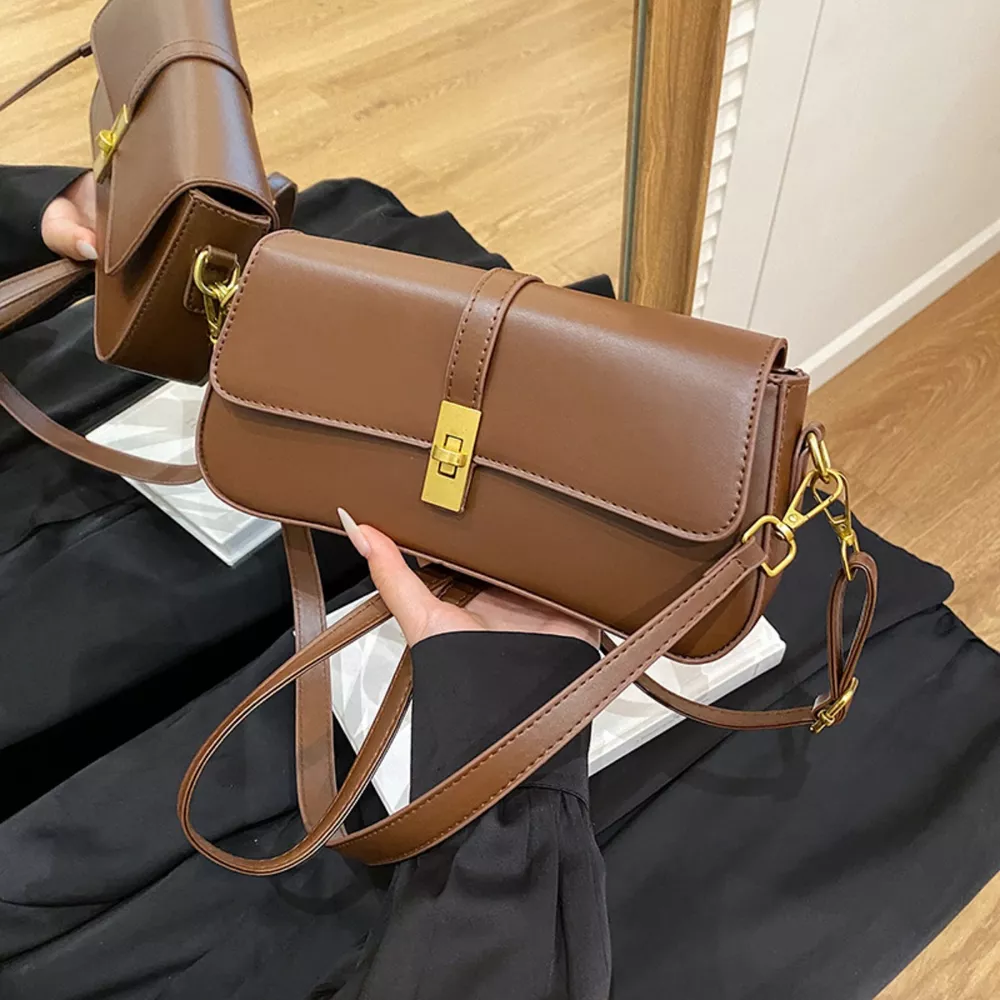 Rectangular Crossbody Bag with Golden Buckle, image 16