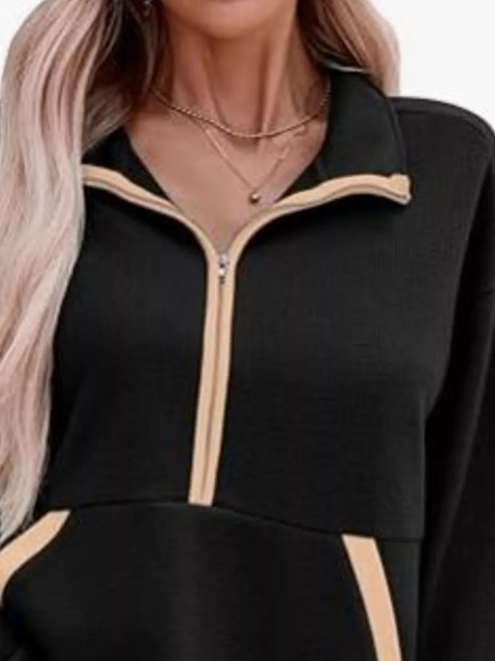 Half Zip Dropped Shoulder Sweatshirt, image 4