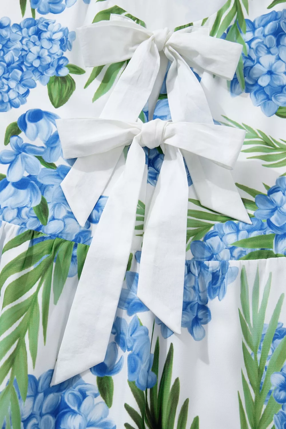 Palm Floral Print Contrast Ribbon Knot Ruffle Tiered Sleeve Mini Dress, image 7