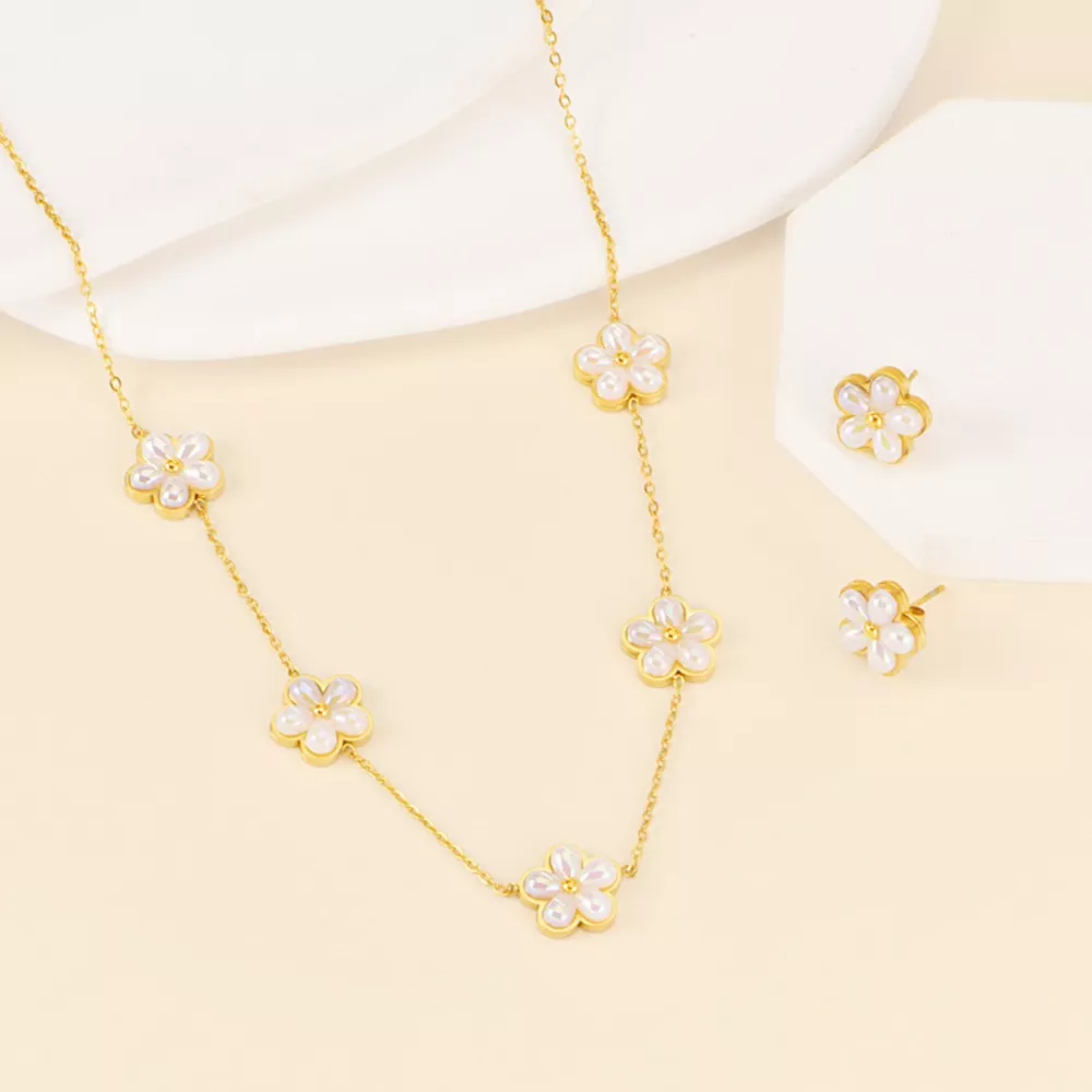 18K Gold-Plated Flower Jewelry Set, image 3