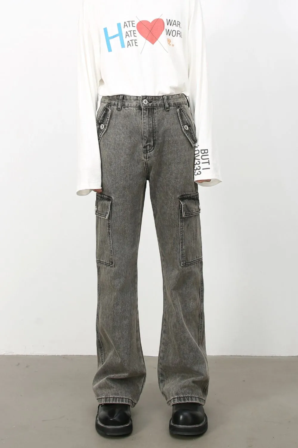 Men's Straight Leg Jeans with Cargo Pockets, image 4