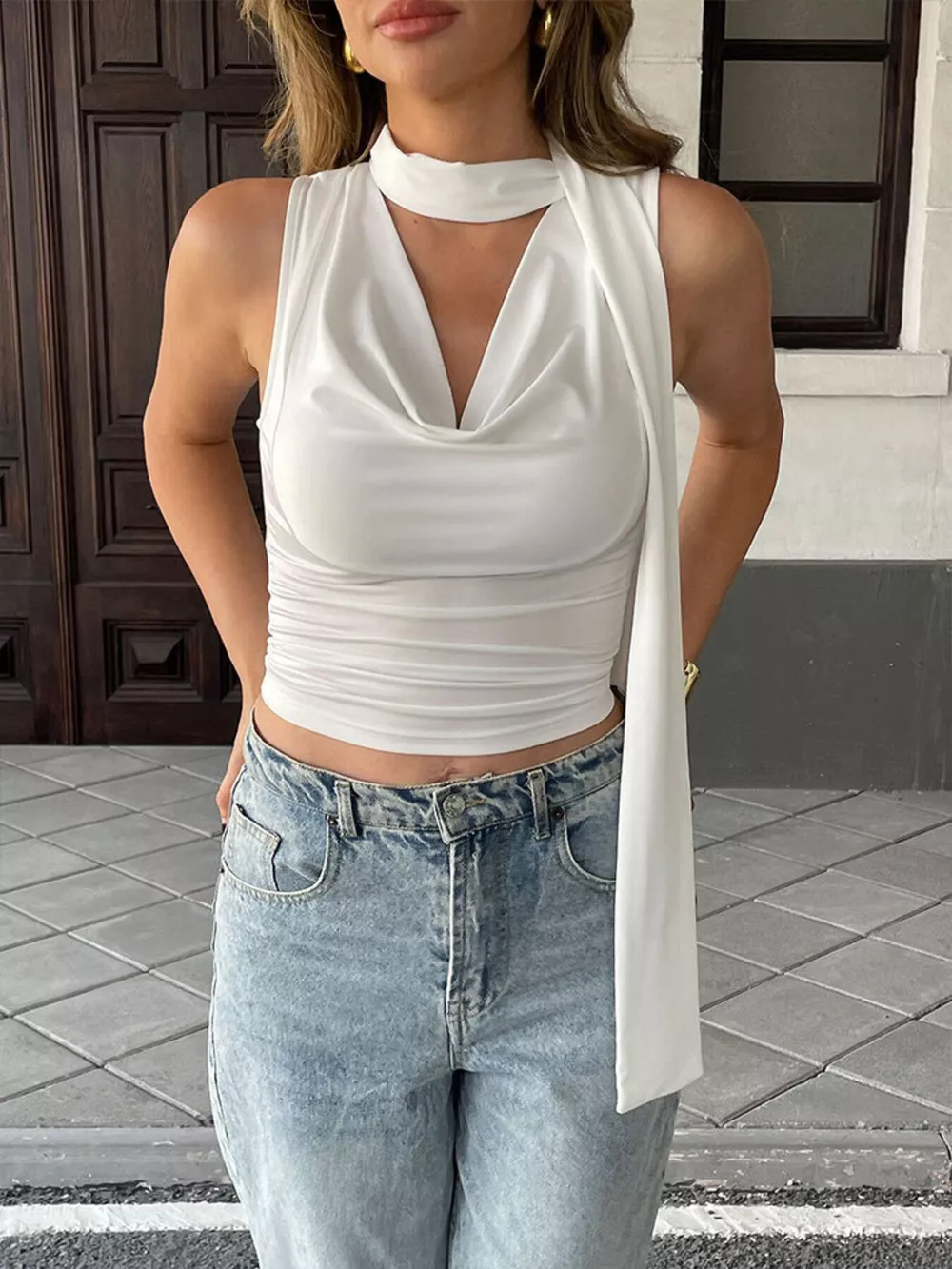 Cowl Neck Ruched Cami, image 8