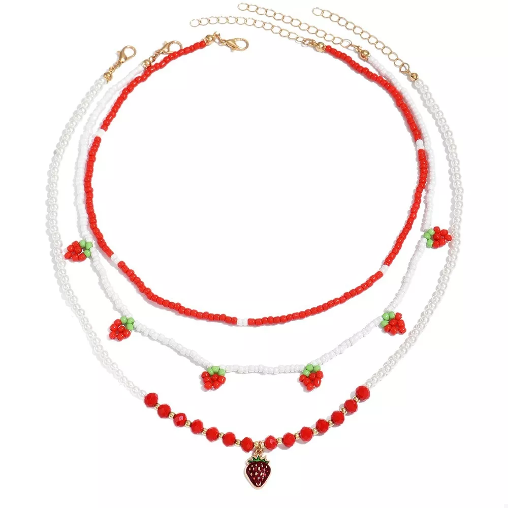 3 Piece Beaded Strawberry Necklace, image 5