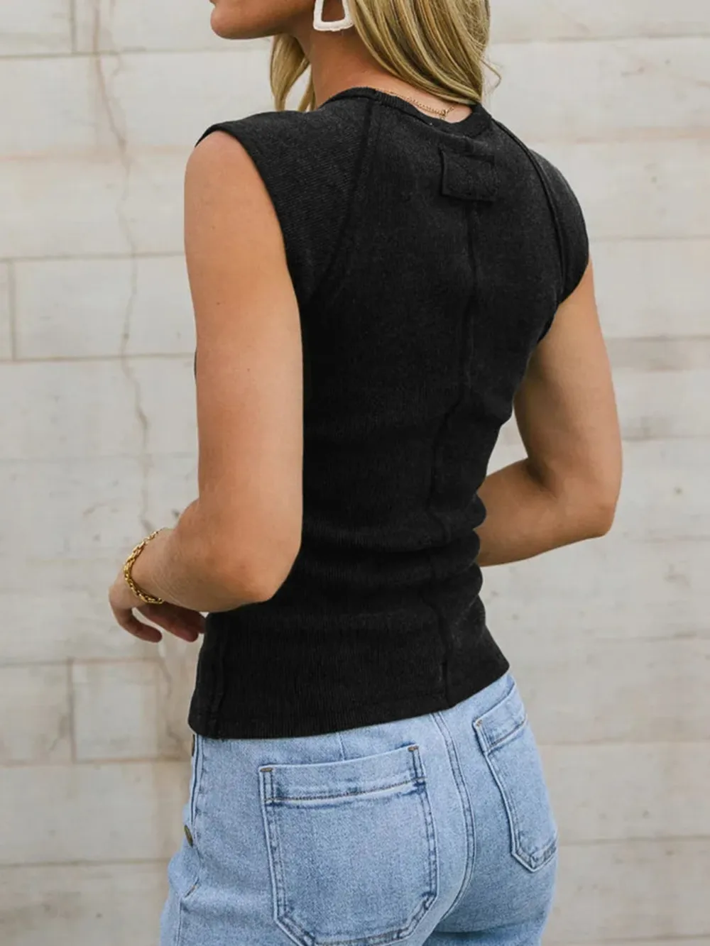 Exposed Seam Round Neck Tank, image 2