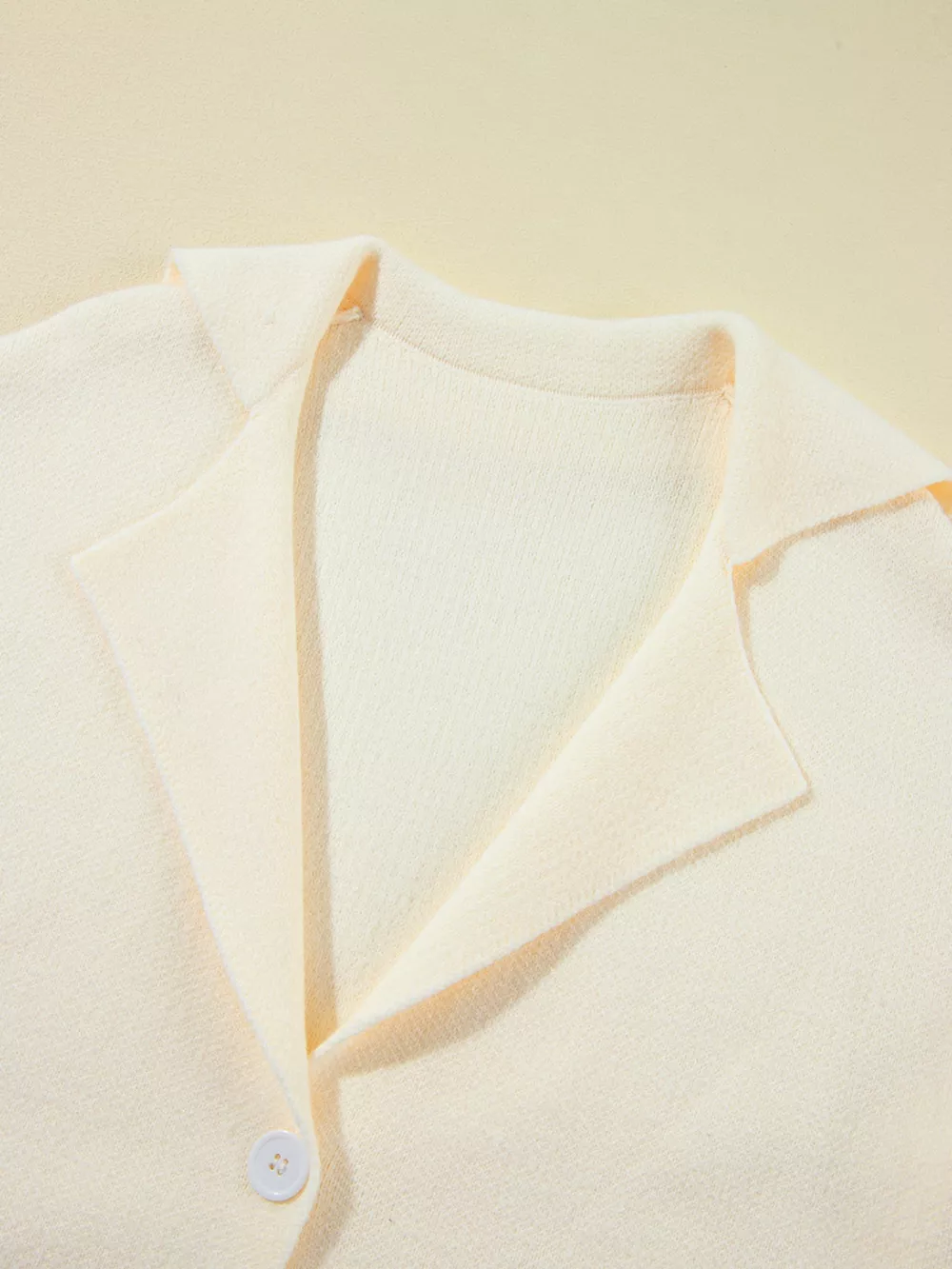 Solid Color Knit Lapel Collar Single Button Sweater Cardigan, image 2