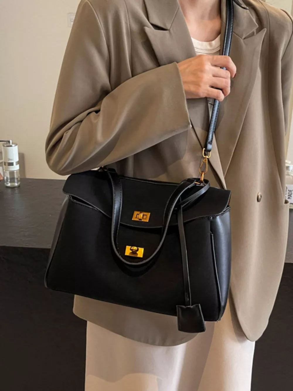 Turn-Lock Shoulder Bag