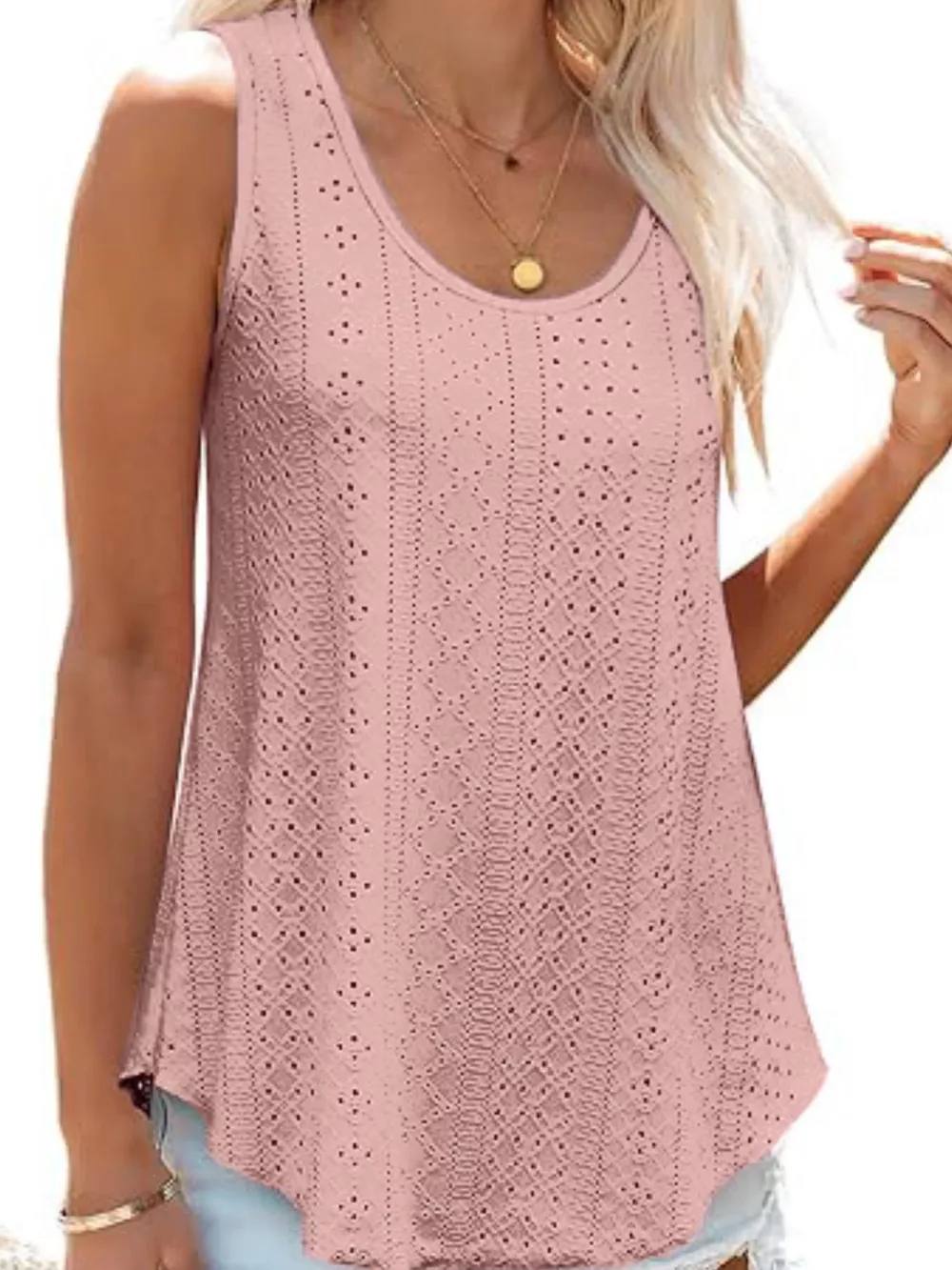Eyelet Scoop Neck Tank, image 11