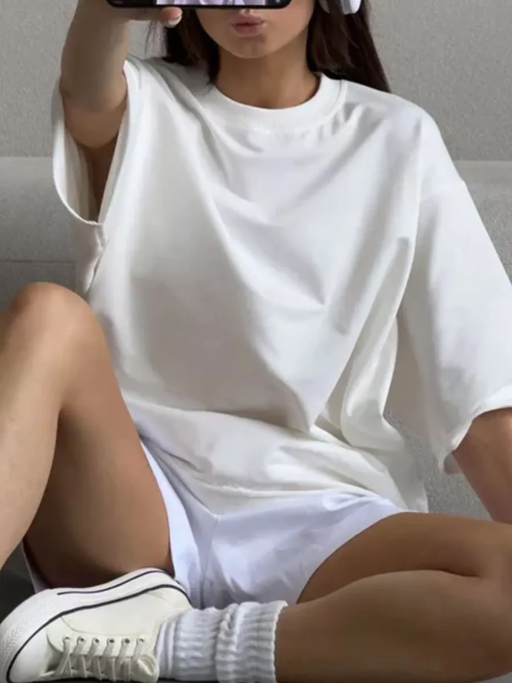 Round Neck Half Sleeve Oversized T-Shirt, image 4