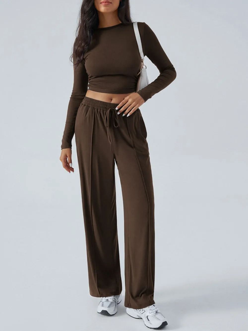 Round Neck Long Sleeve Top and Pants Set, image 14