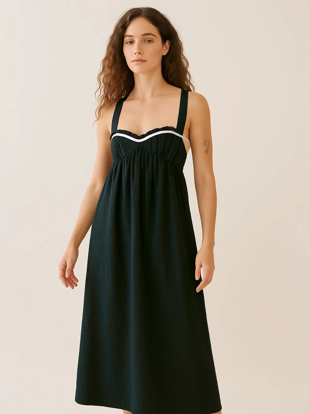 Sweetheart Neck Midi Dress