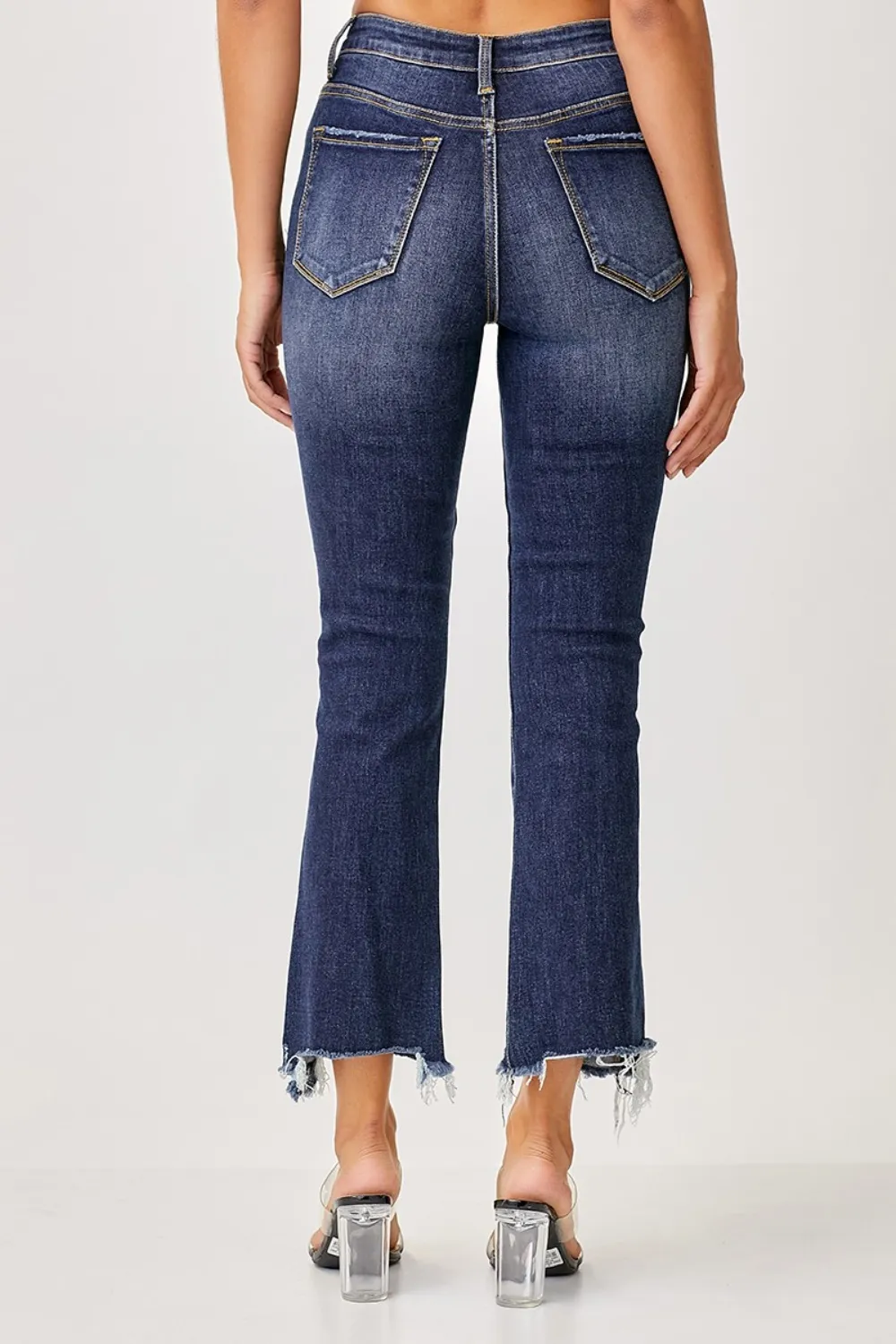 Full Size Frayed Hem Cropped Straight Jeans, image 2