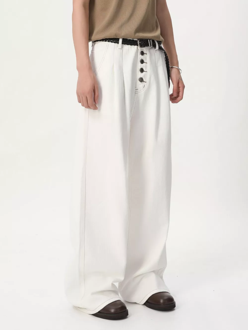 Men's Button-Fly Wide Leg Jeans, image 11