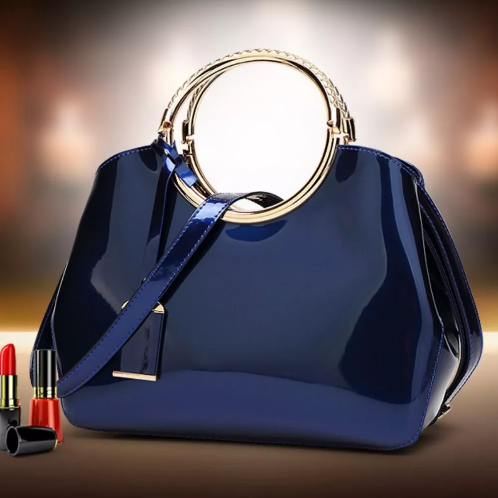 Glossy Ring Handle Handbag, image 2