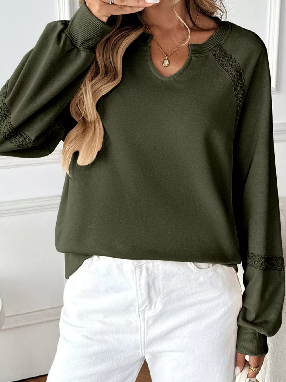 Notched Raglan Sleeve Sweatshirt, image 19
