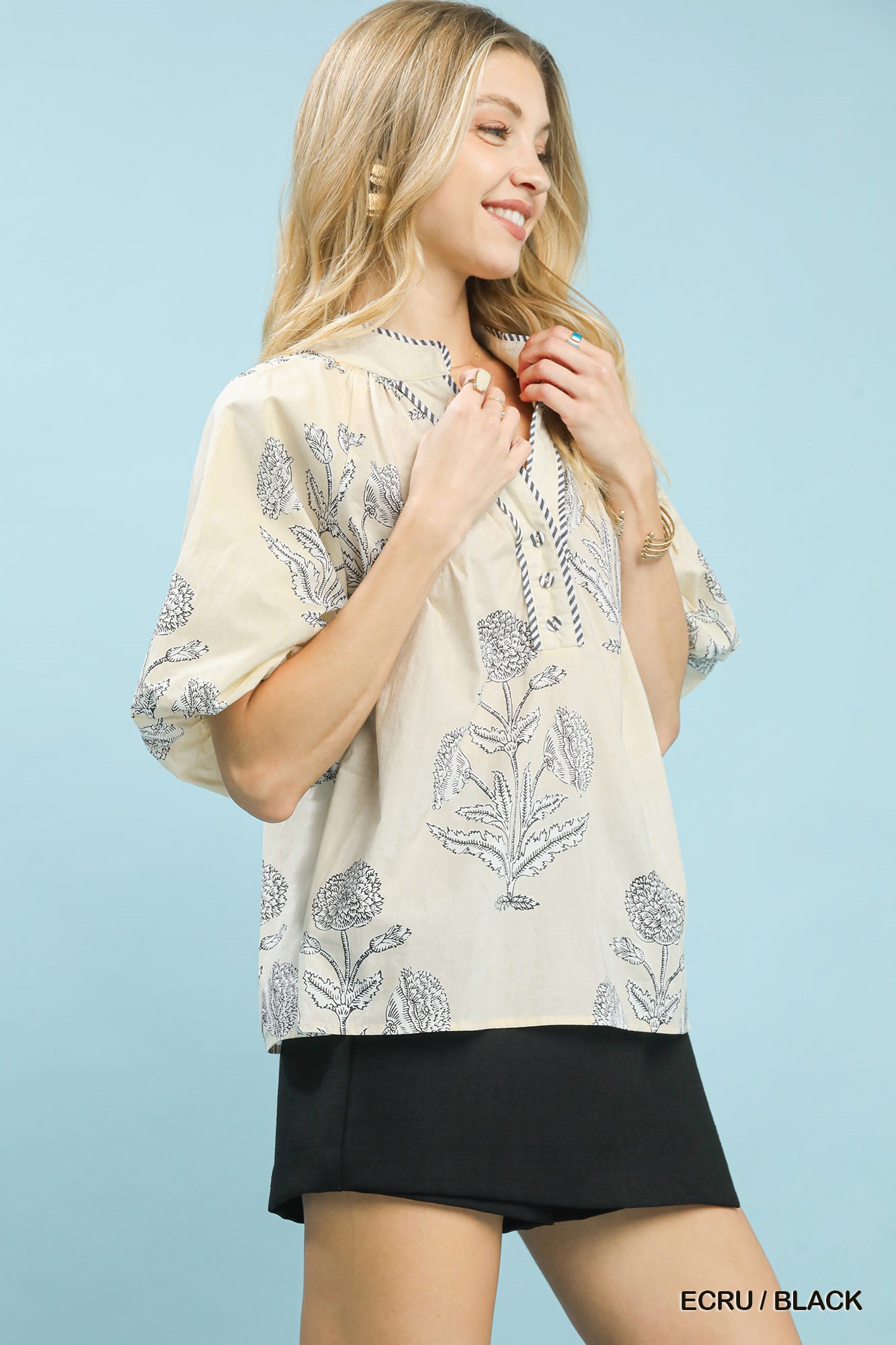 Floral Print V-Neck Top, image 2