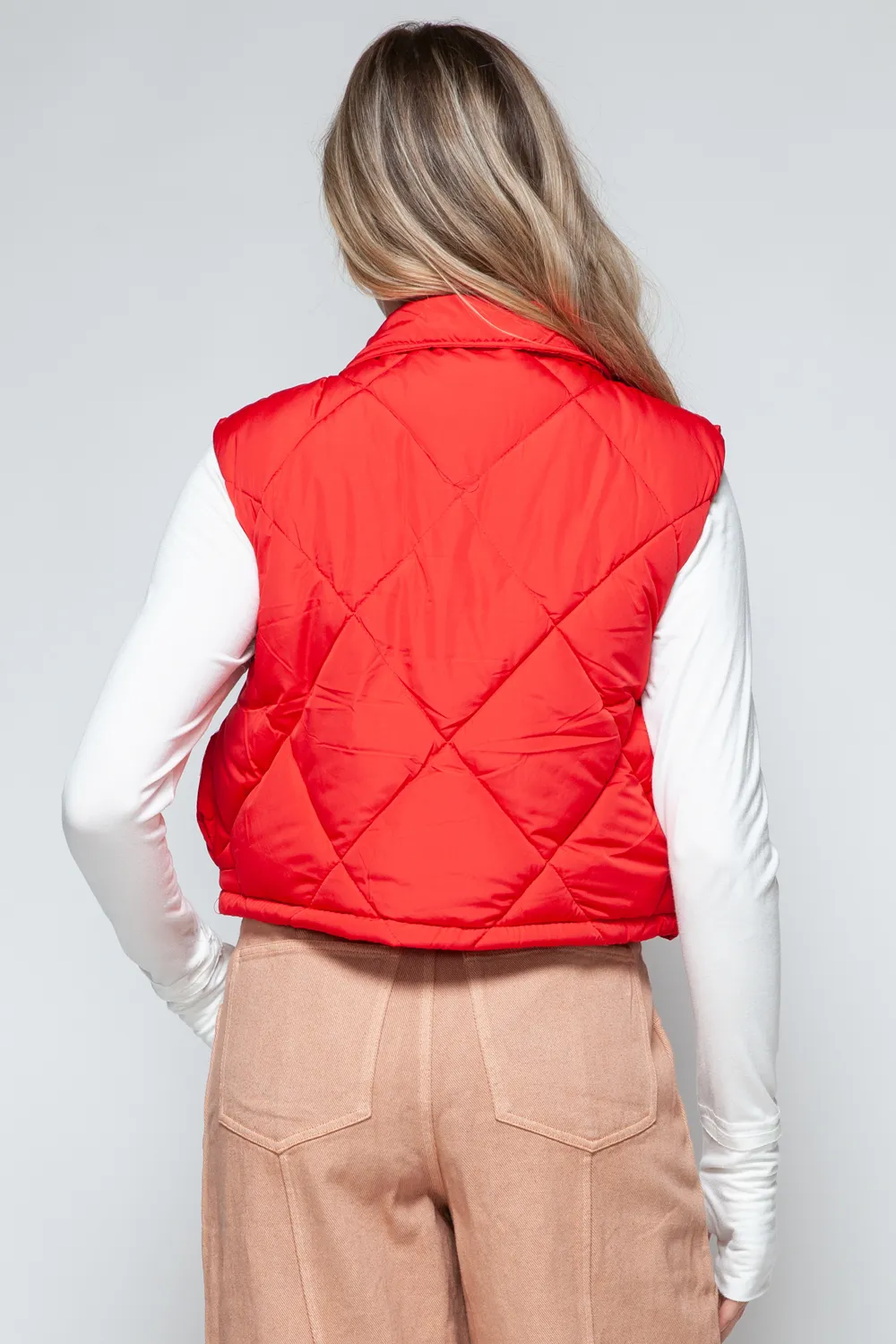 Snap Down Quilted Crop Vest, image 2