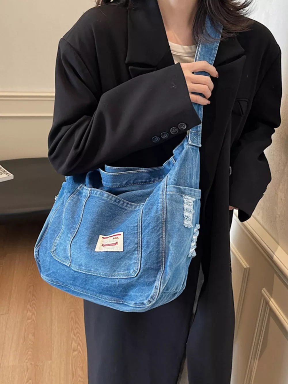 Casual Denim Crossbody Bag, image 9