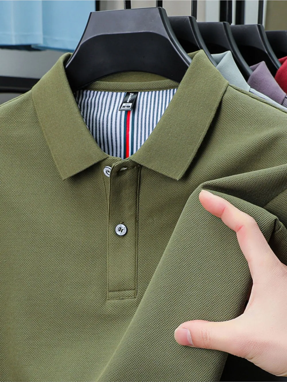 Men's Plus Size Button Detail Short Sleeve Polo, image 6