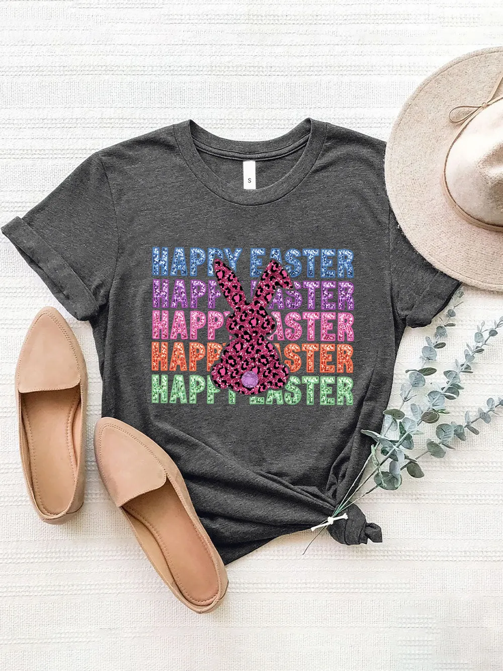 HAPPY EASTER Round Neck Short Sleeve T-Shirt, image 16