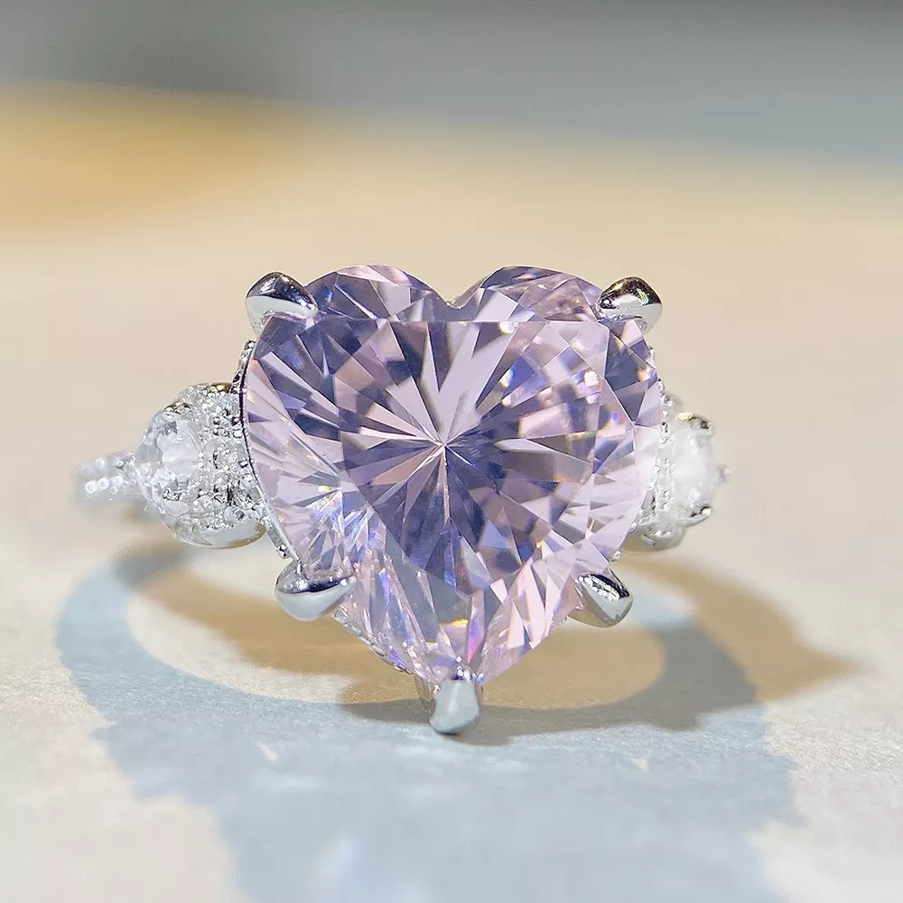 925 Sterling Silver Zircon Heart Ring, image 3