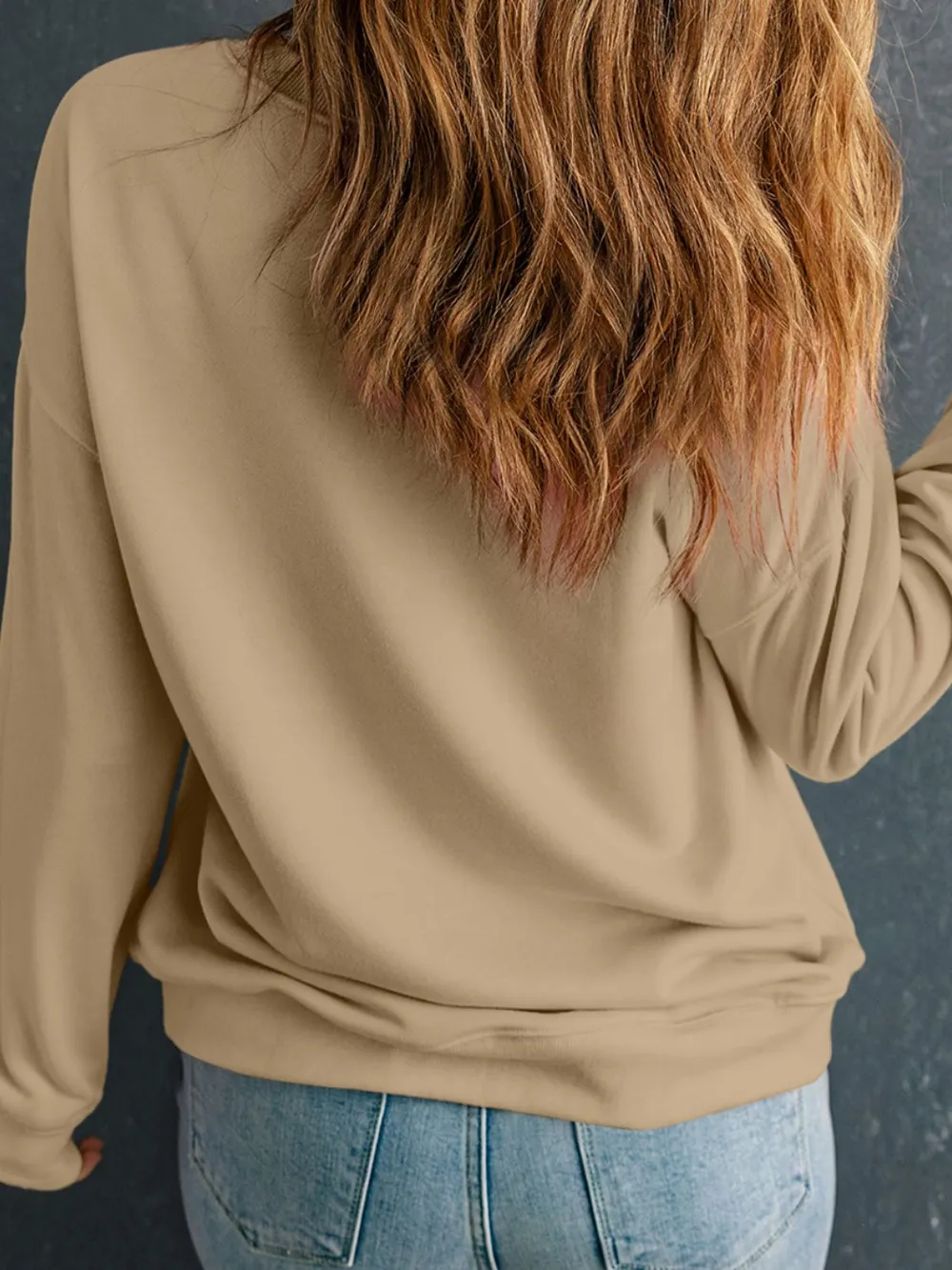 Embroidered Clover Pattern Round Neck Sweatshirt, image 2