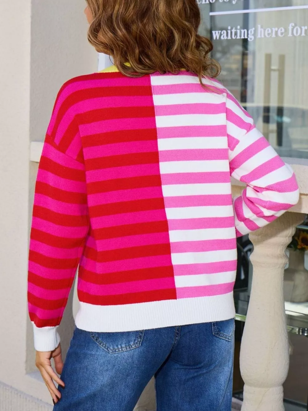 Striped Round Neck Long Sleeve Sweater, image 8