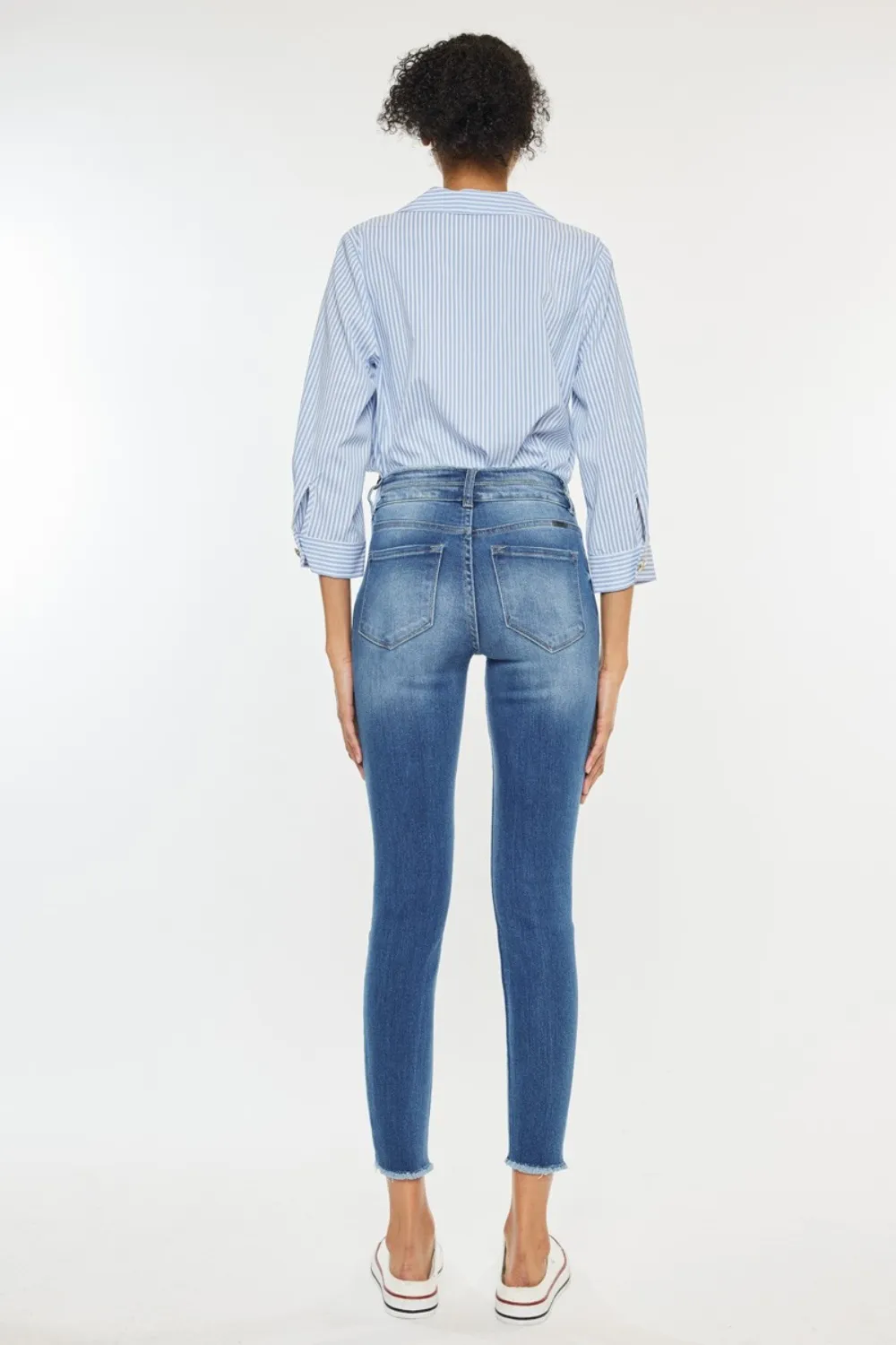 Distressed Raw Hem High Waist Jeans, image 3