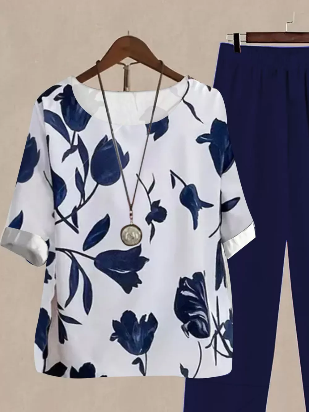 Printed Half Sleeve Top and Pants Set, image 7