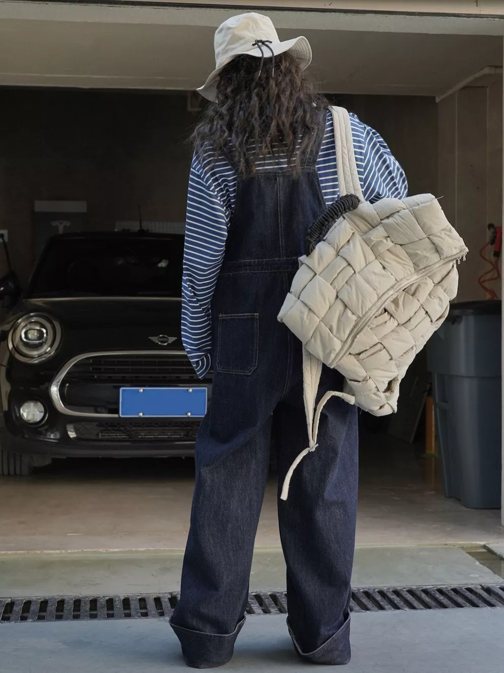 Vintage Dark Wash Wide-Leg Denim Overalls, image 8